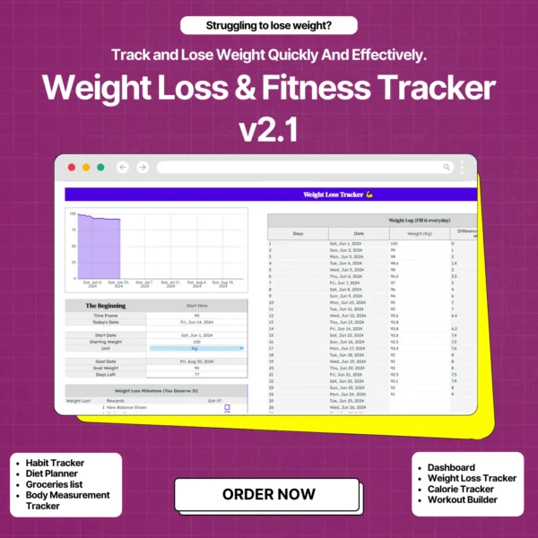 Weight Loss & Fitness Planning Spreadsheet V2.1